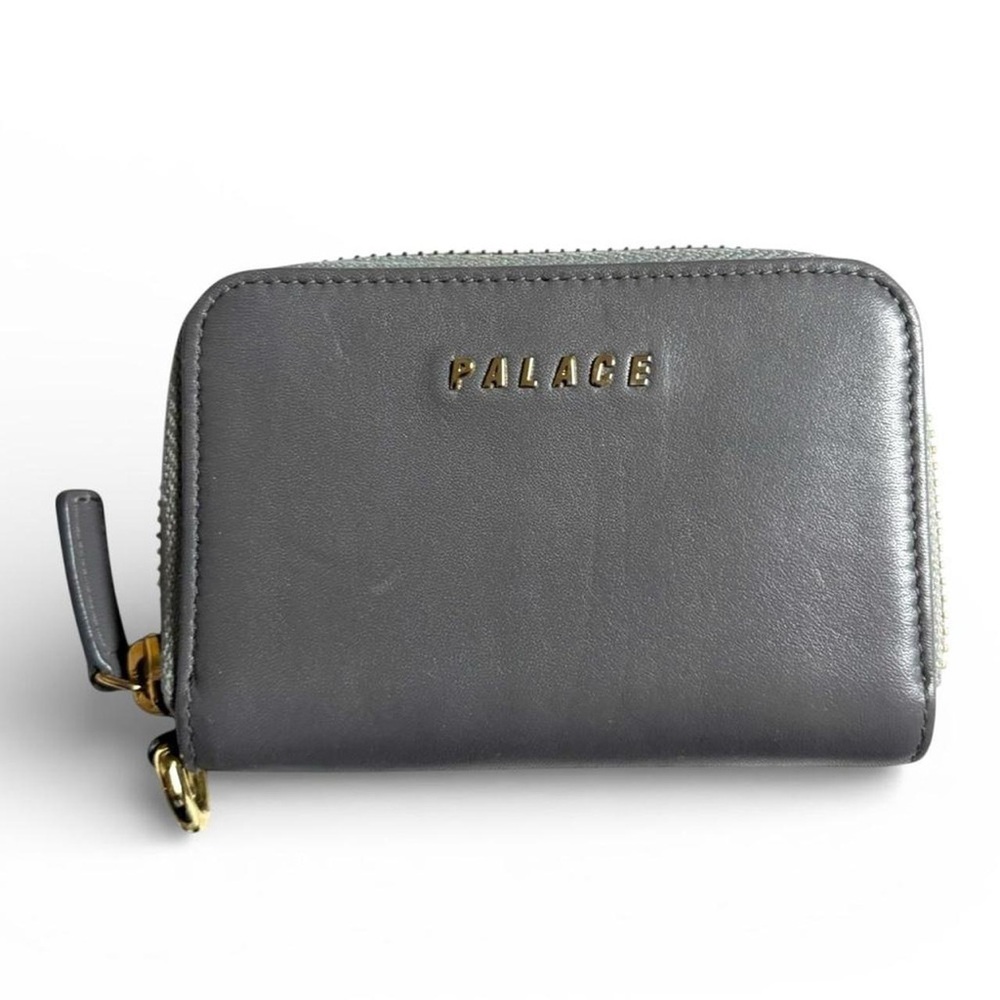 Palace Leather Zip Wallet Grey SS19